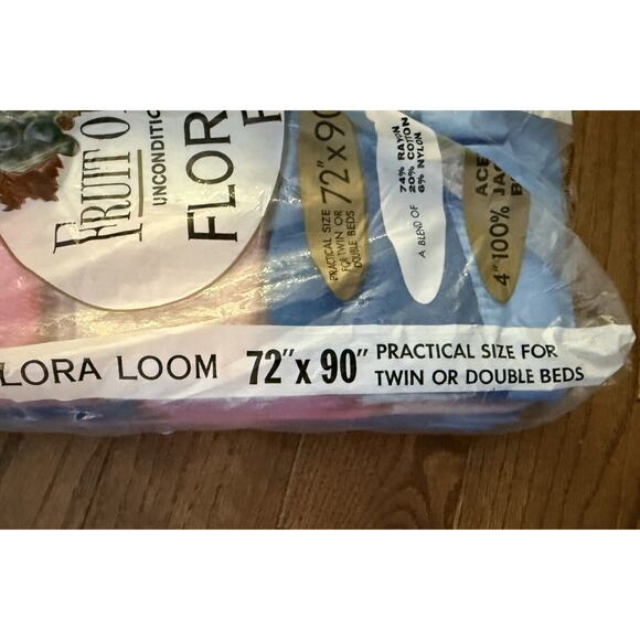 Vintage Fruit Of The Loom Flora Loom 72” X 90” Pink Blue Plaid NOS In Package - Picture 8 of 9